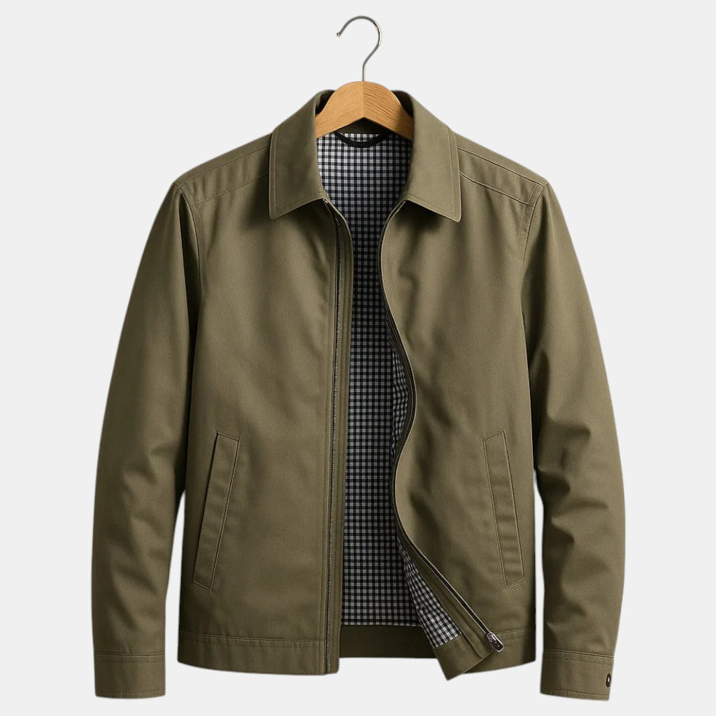 Chaqueta Hombre Ligera con Cremallera y Cuello Clásico