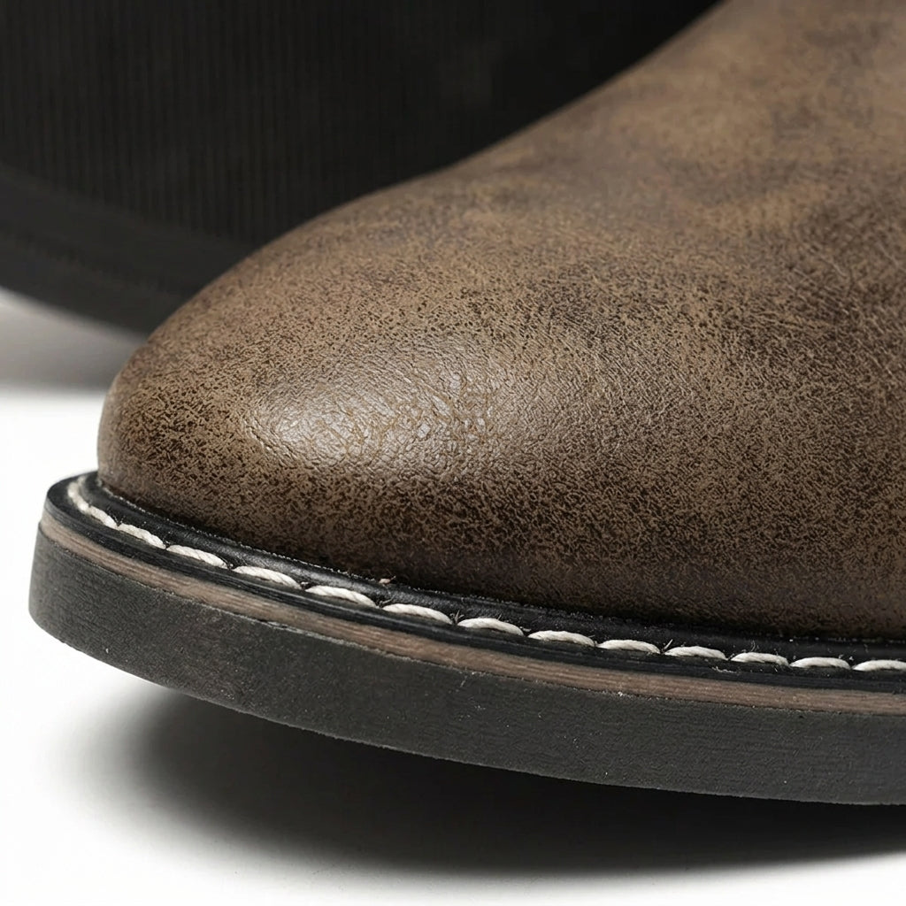 Men's Smooth Faux Leather Chelsea Boots - Classic Slip-On
