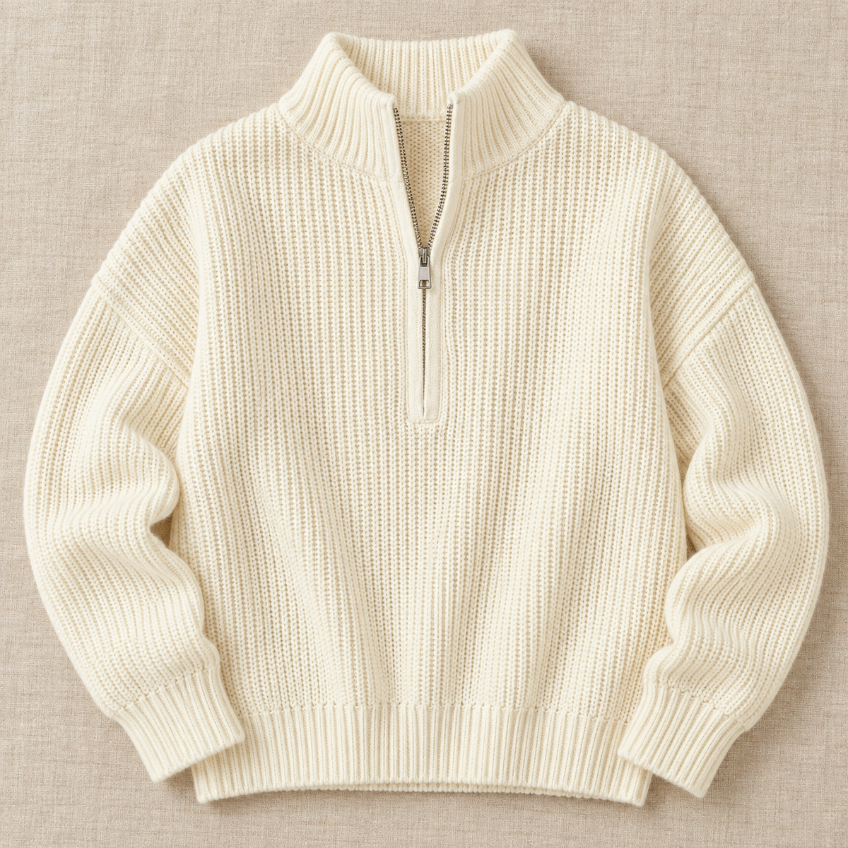 Women's Textured Knit Half-Zip Sweater - Quarter Zip Pullover