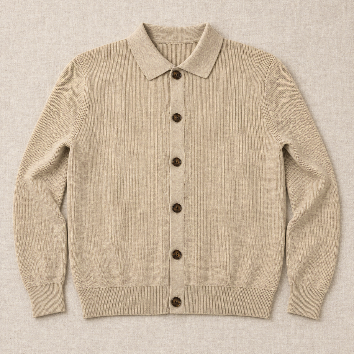 Men's Wool Blend Collared Cardigan Sweater