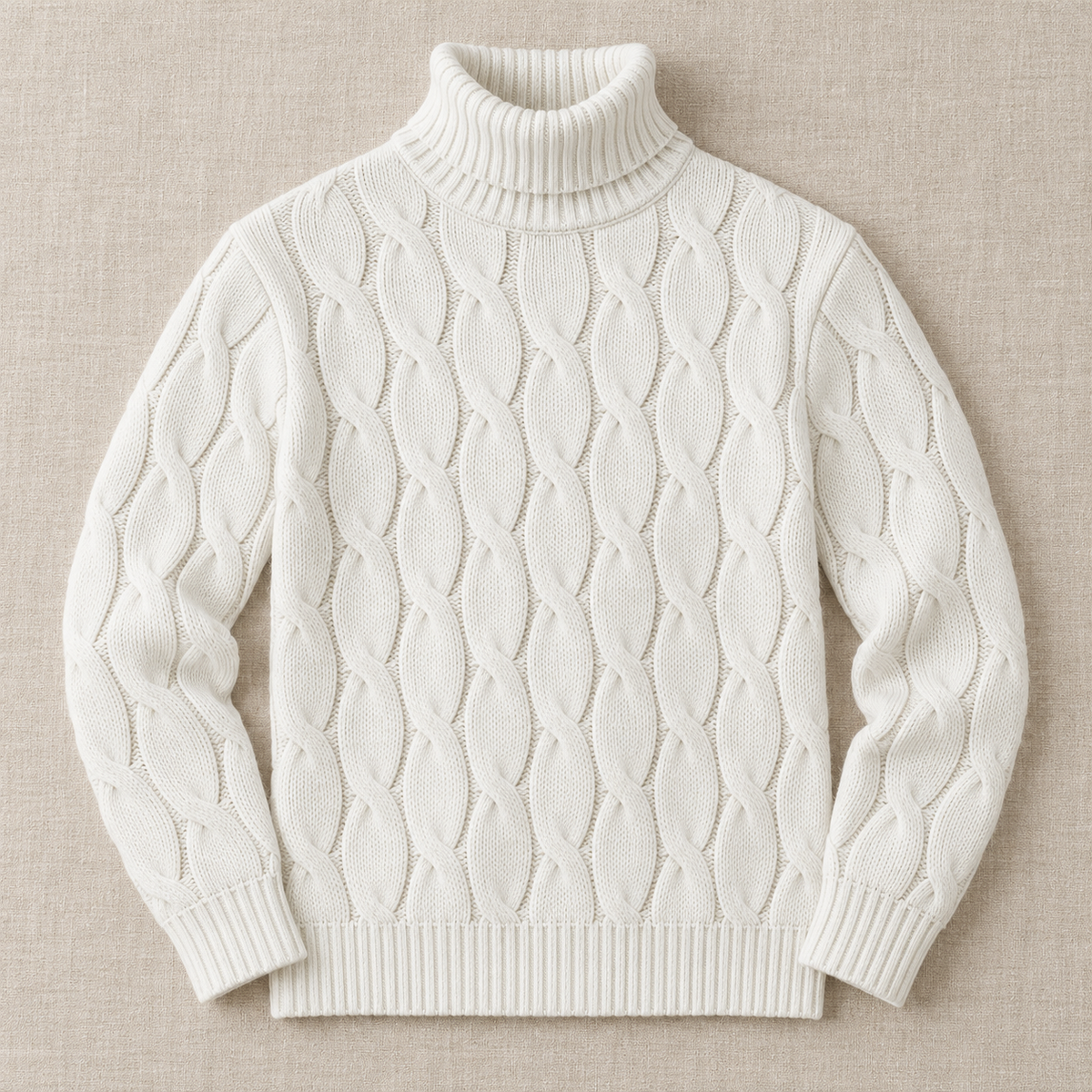 Men's Cable Knit Turtleneck Sweater - Chunky Pullover