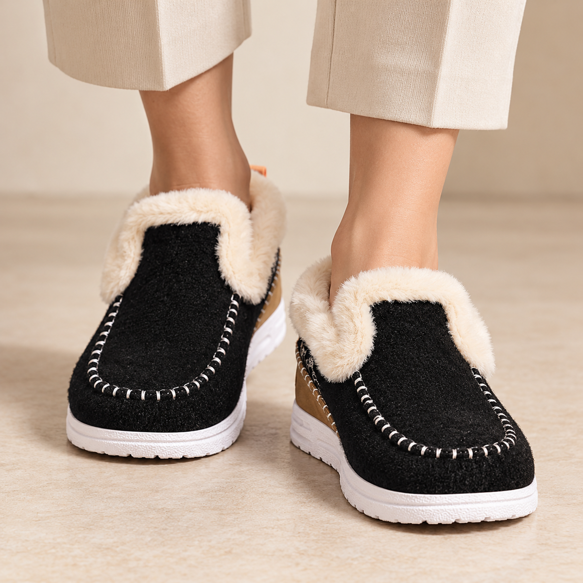 Women's Fleece-Lined Winter Moccasins - Warm Slip-On Loafers