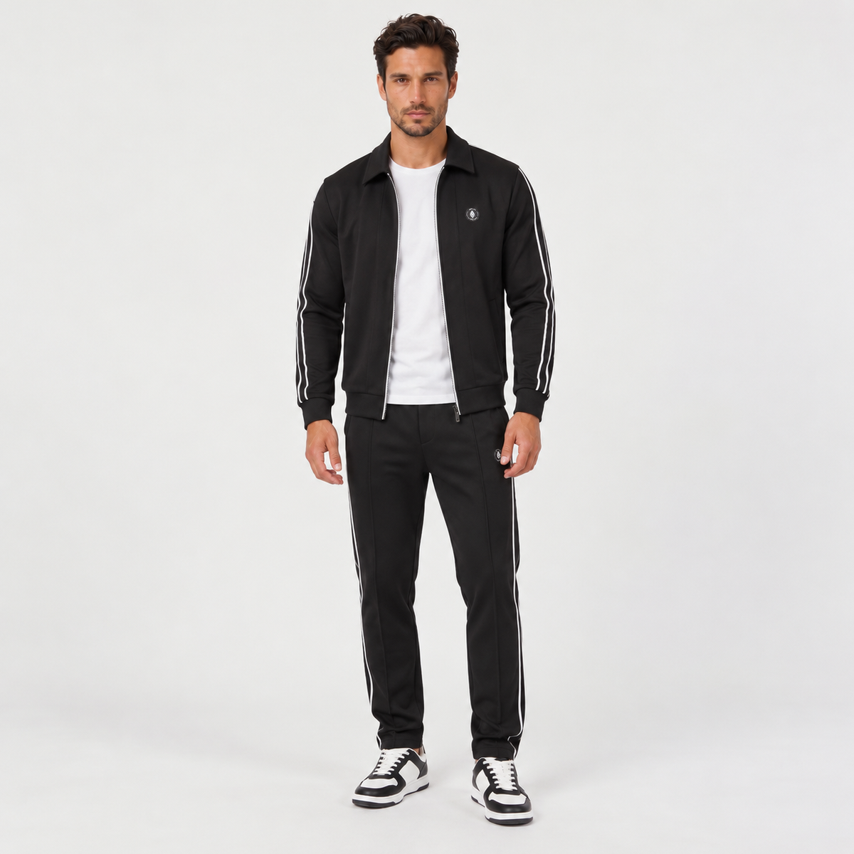 Men's Full-Zip Tracksuit Set - Jacket and Jogger Pants