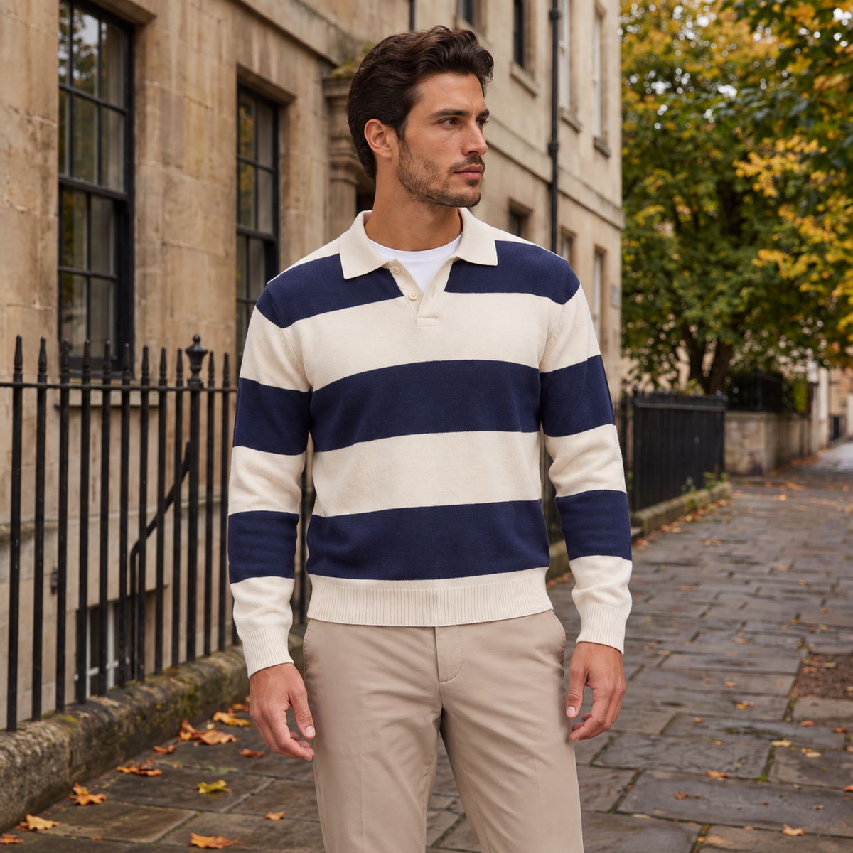 Jersey Polo Hombre Punto Rayas Clásico