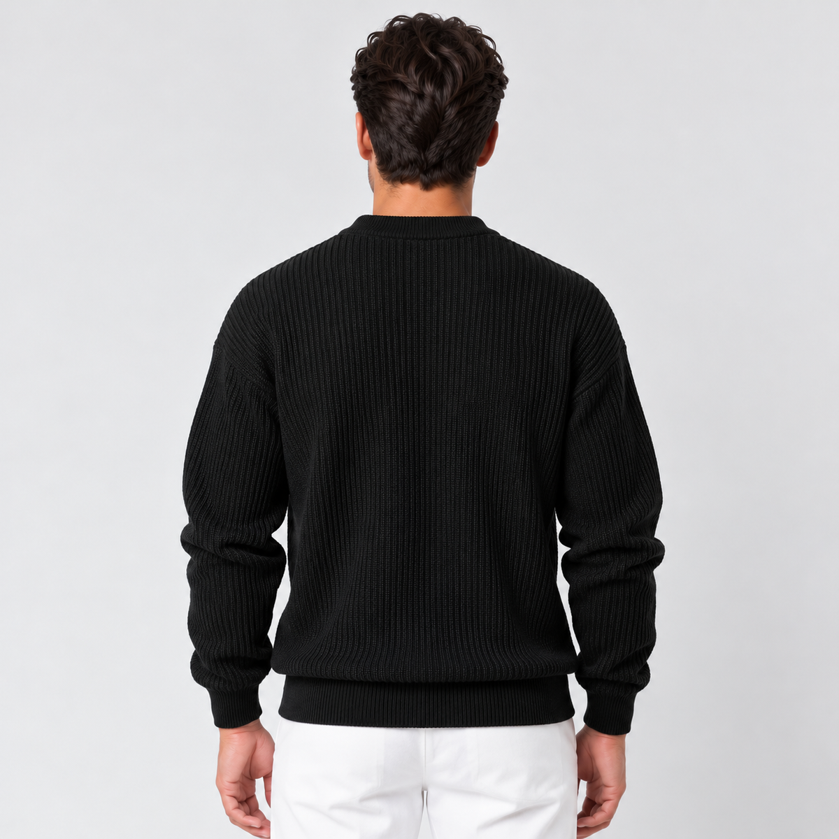 Men's Plush-Lined Winter Sweater - Warm Fleece-Lined Pullover