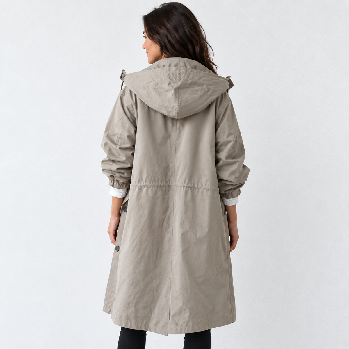 Gabardina Mujer Impermeable con Capucha Larga
