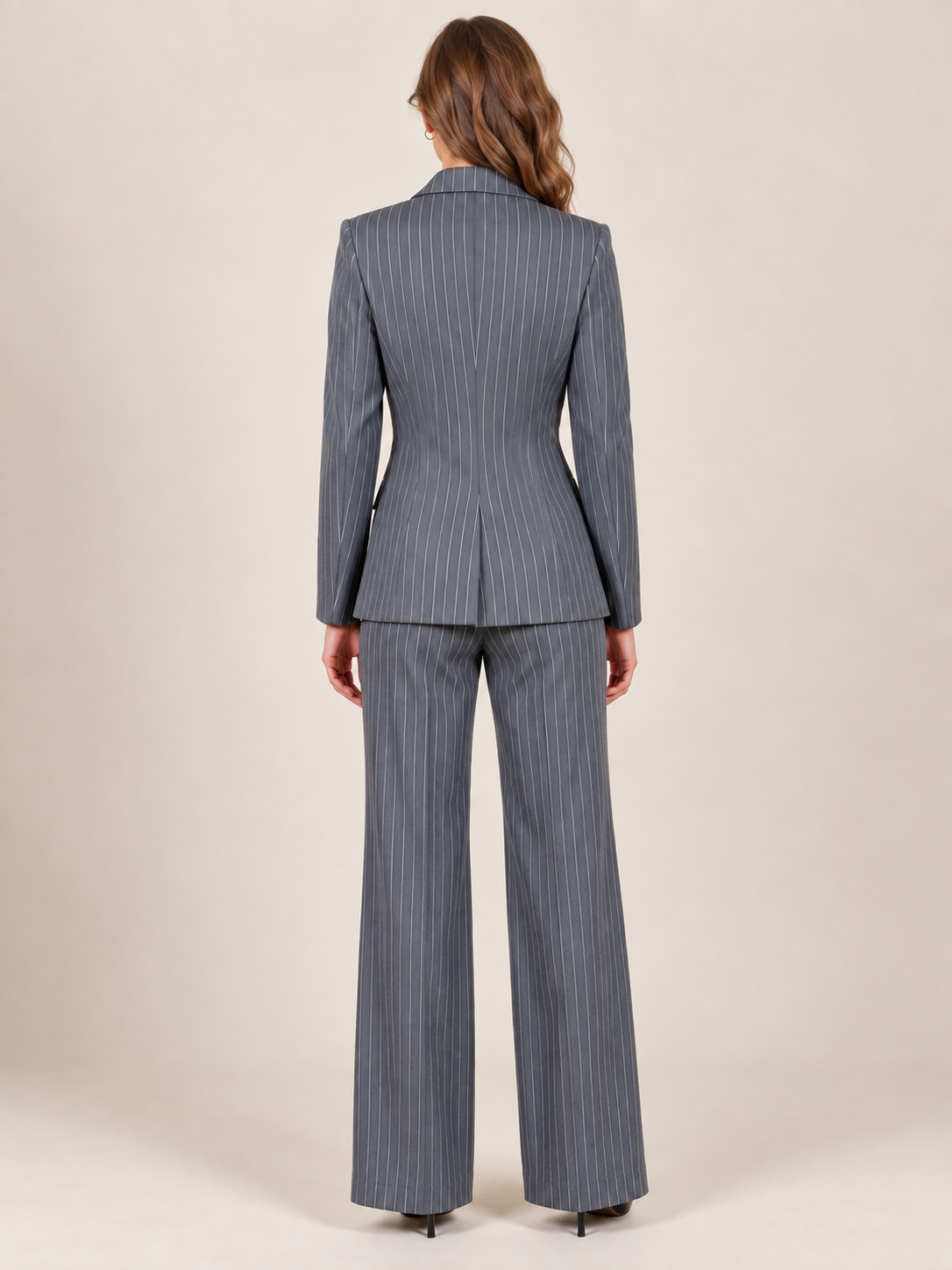 Women's Pinstripe Double-Breasted Blazer Suit