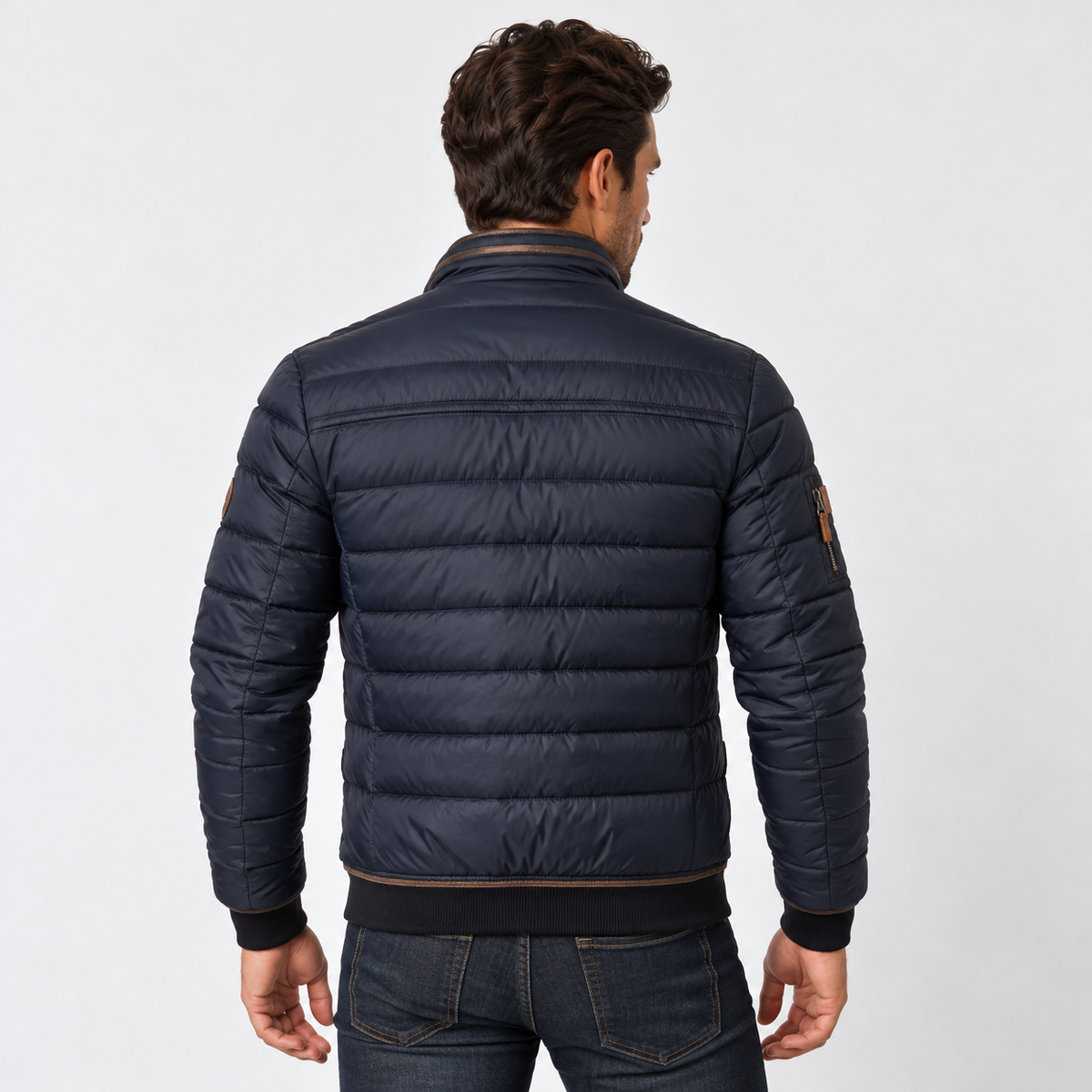 Chaqueta Bomber Acolchada Hombre con Bolsillos de Solapa