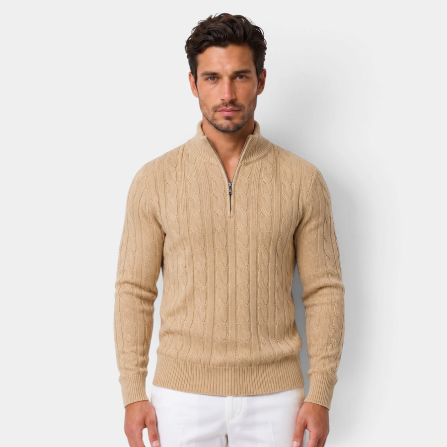 Men's Half-Zip Cable Knit Sweater