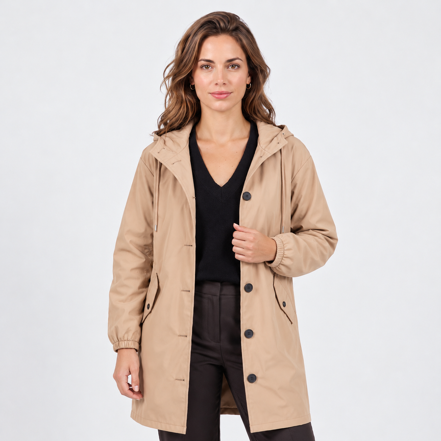 Women's Long Waterproof Hooded Raincoat - Plus Sizes to 5XL