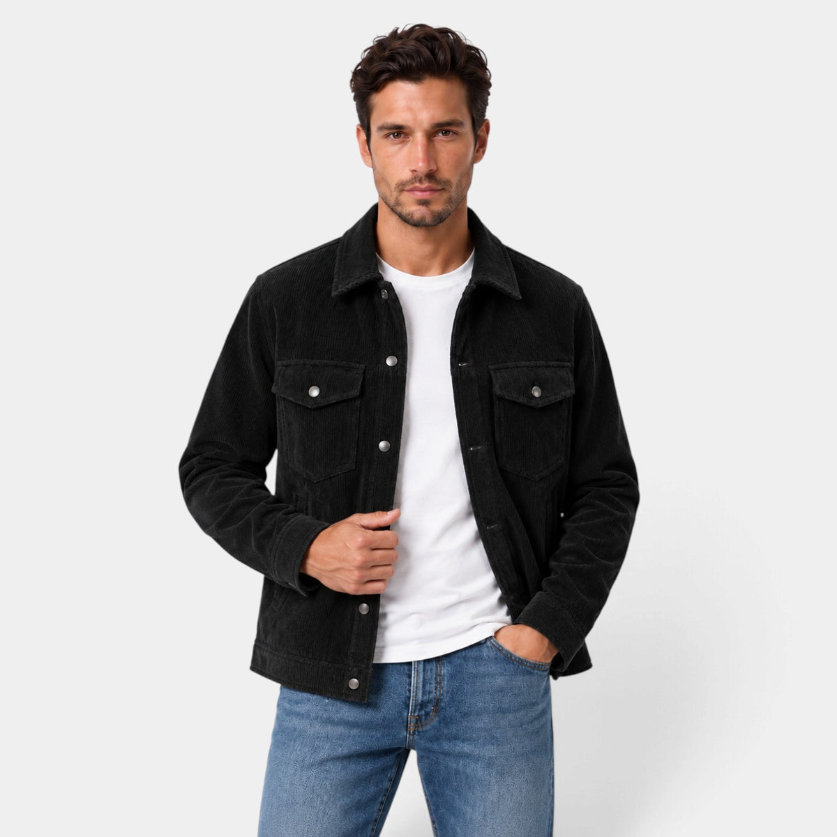 Men's Corduroy Snap-Button Overshirt