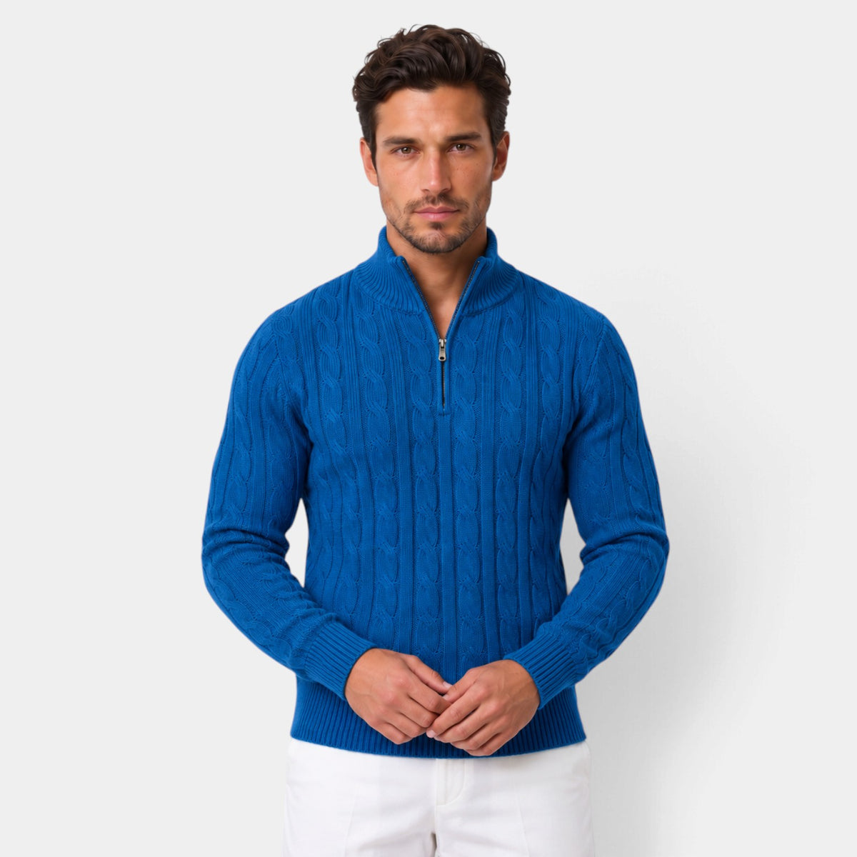 Men's Half-Zip Cable Knit Sweater