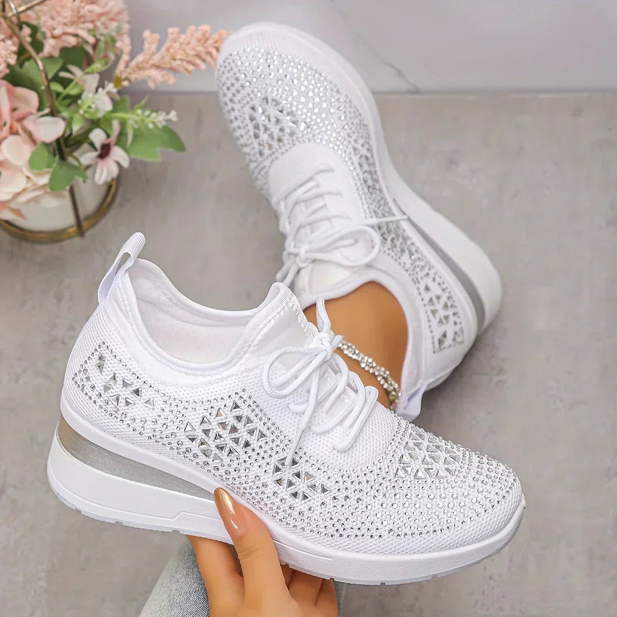 Women's Orthopedic Sneakers - Sparkle Details