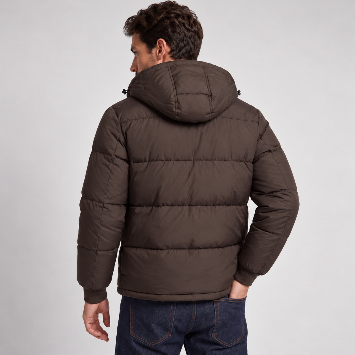 Chaqueta Acolchada con Capucha para Hombre, Cierre de Cremallera