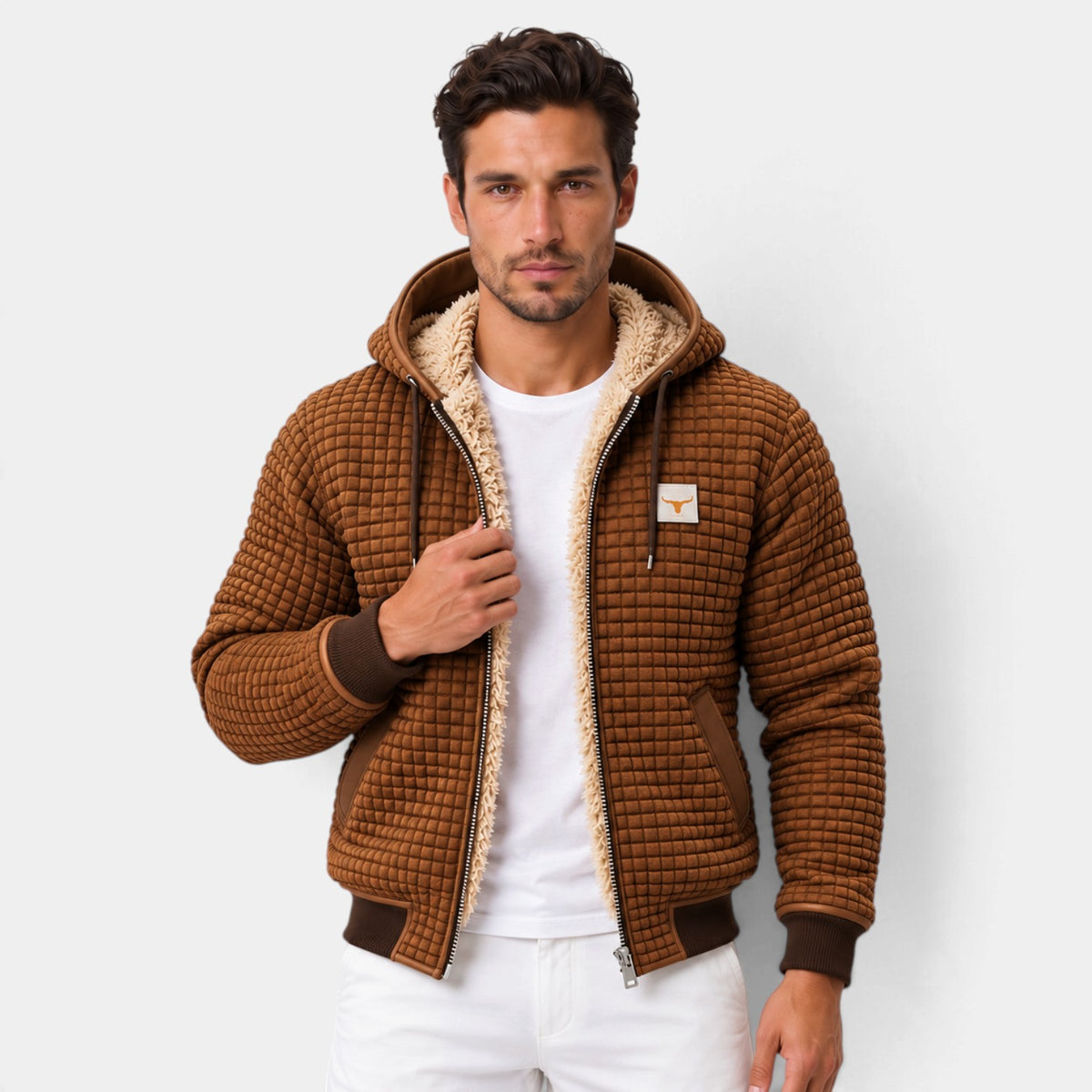 Men's Sherpa-Lined Puffer Jacket - Full Zip