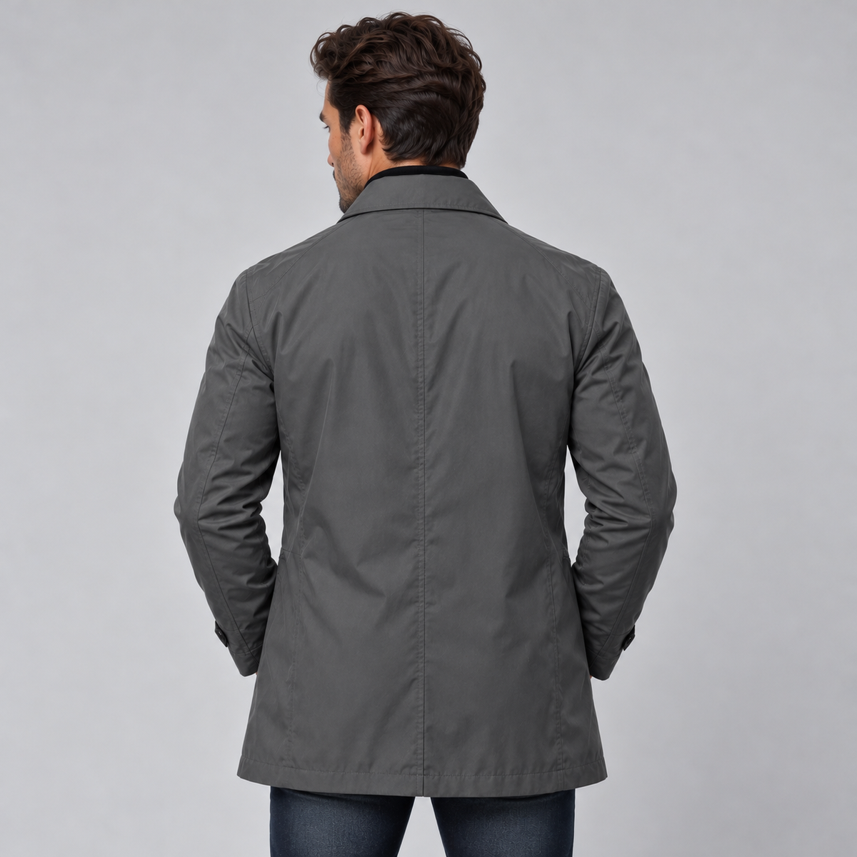 Men's Long Water-Resistant Coat - Classic Rain Overcoat