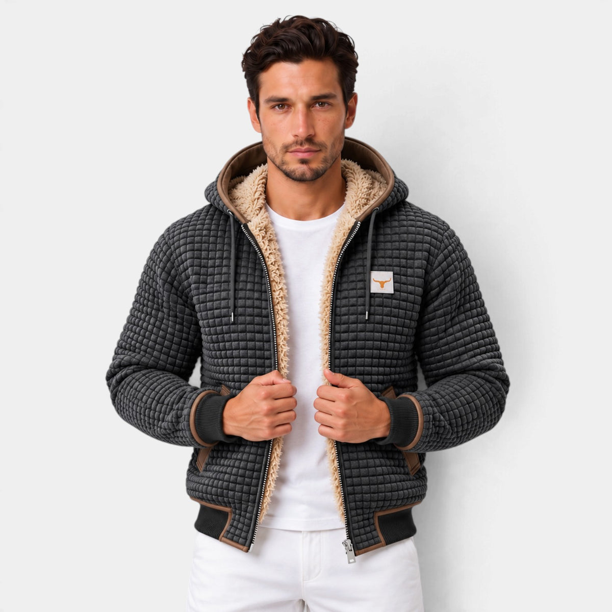 Men's Sherpa-Lined Puffer Jacket - Full Zip