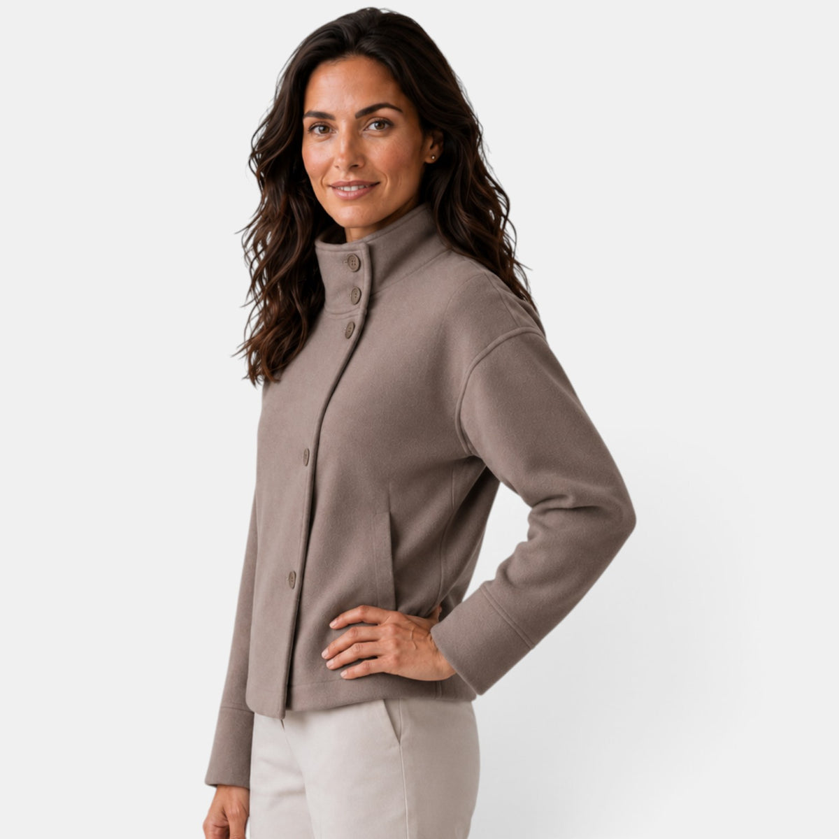 Chaqueta Mujer Lana Cuello Alto