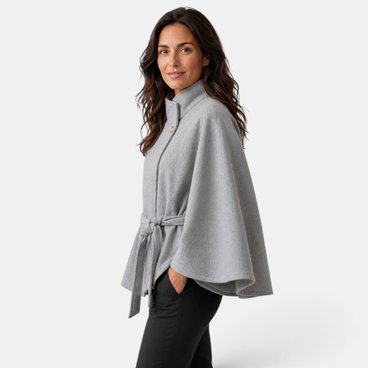Capa de Lana Mujer con Cinturón - Elegante y Entallada