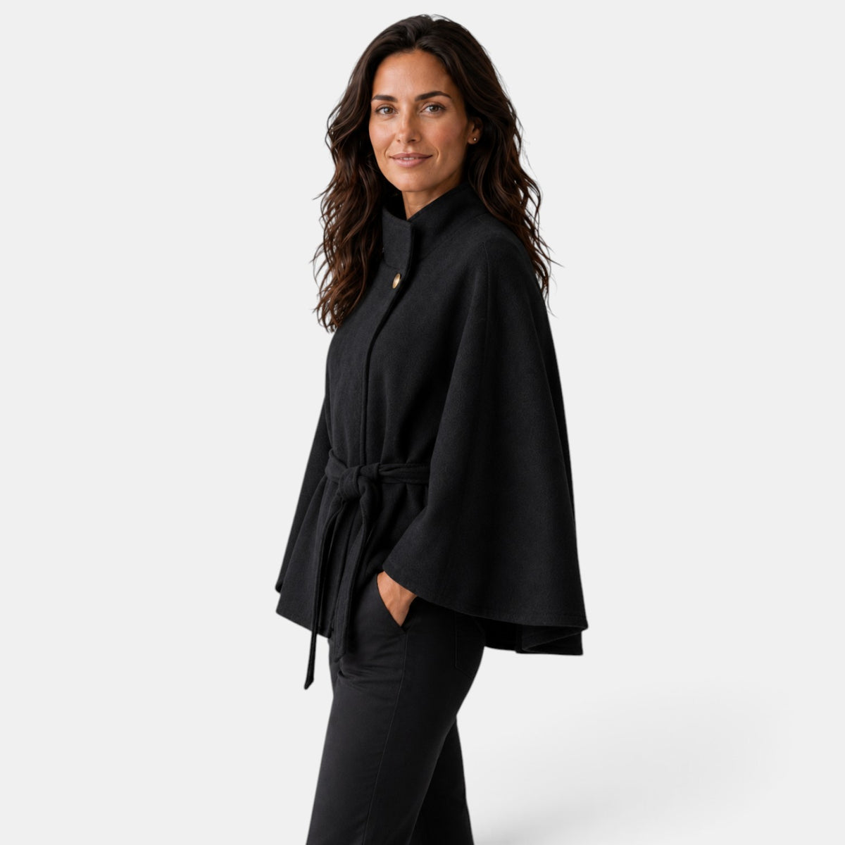 Capa de Lana Mujer con Cinturón - Elegante y Entallada