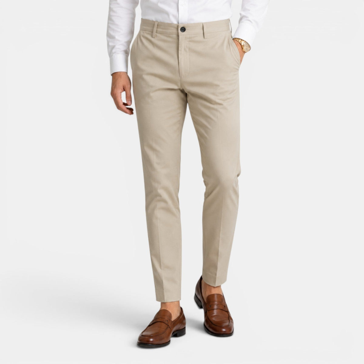 Men's slim-fit chino trousers in a smart casual style