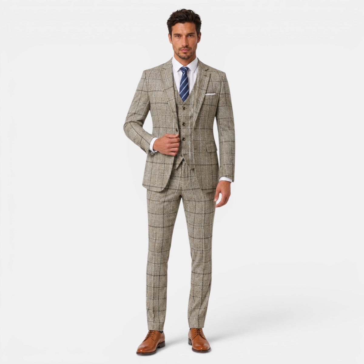 Men's Plaid 3-Piece Suit - Jacket, Vest and Pants