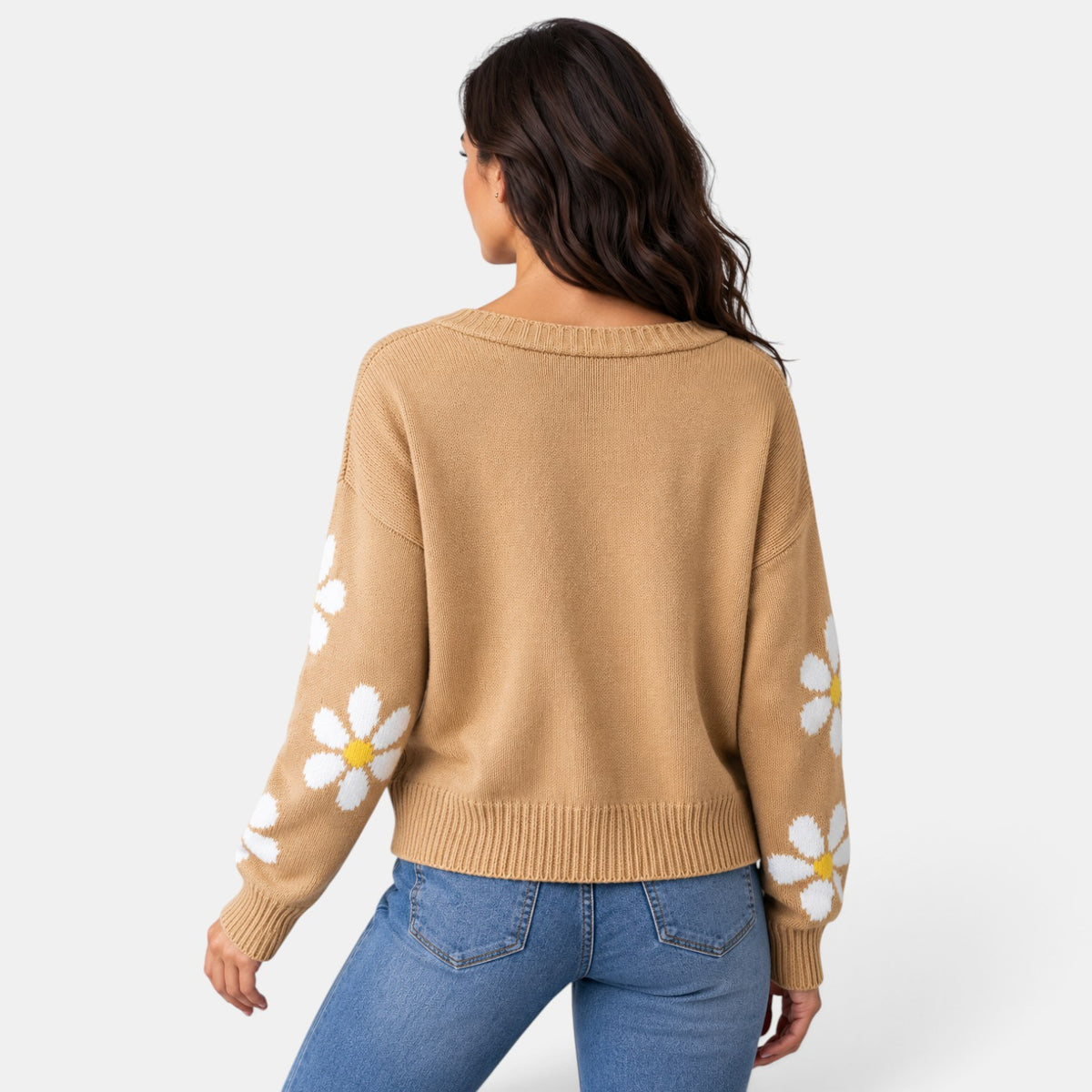 Cárdigan Mujer Punto Estilo Floral Oversize