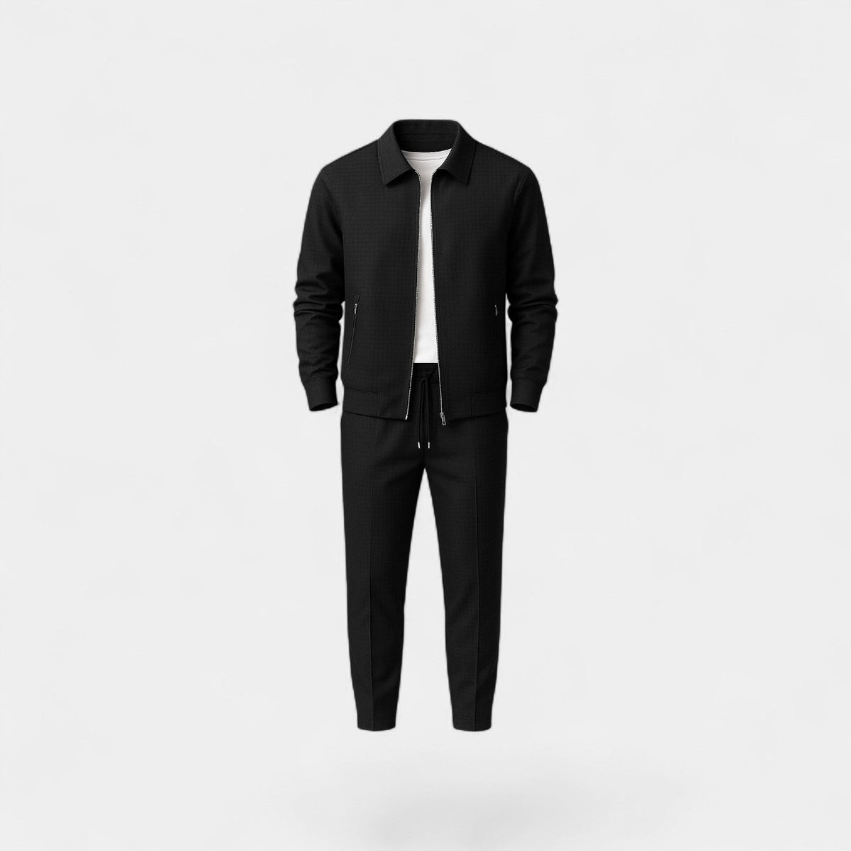 Men's Slim Fit Cotton Jacket and Pants Set - Two-Piece Casual Suit