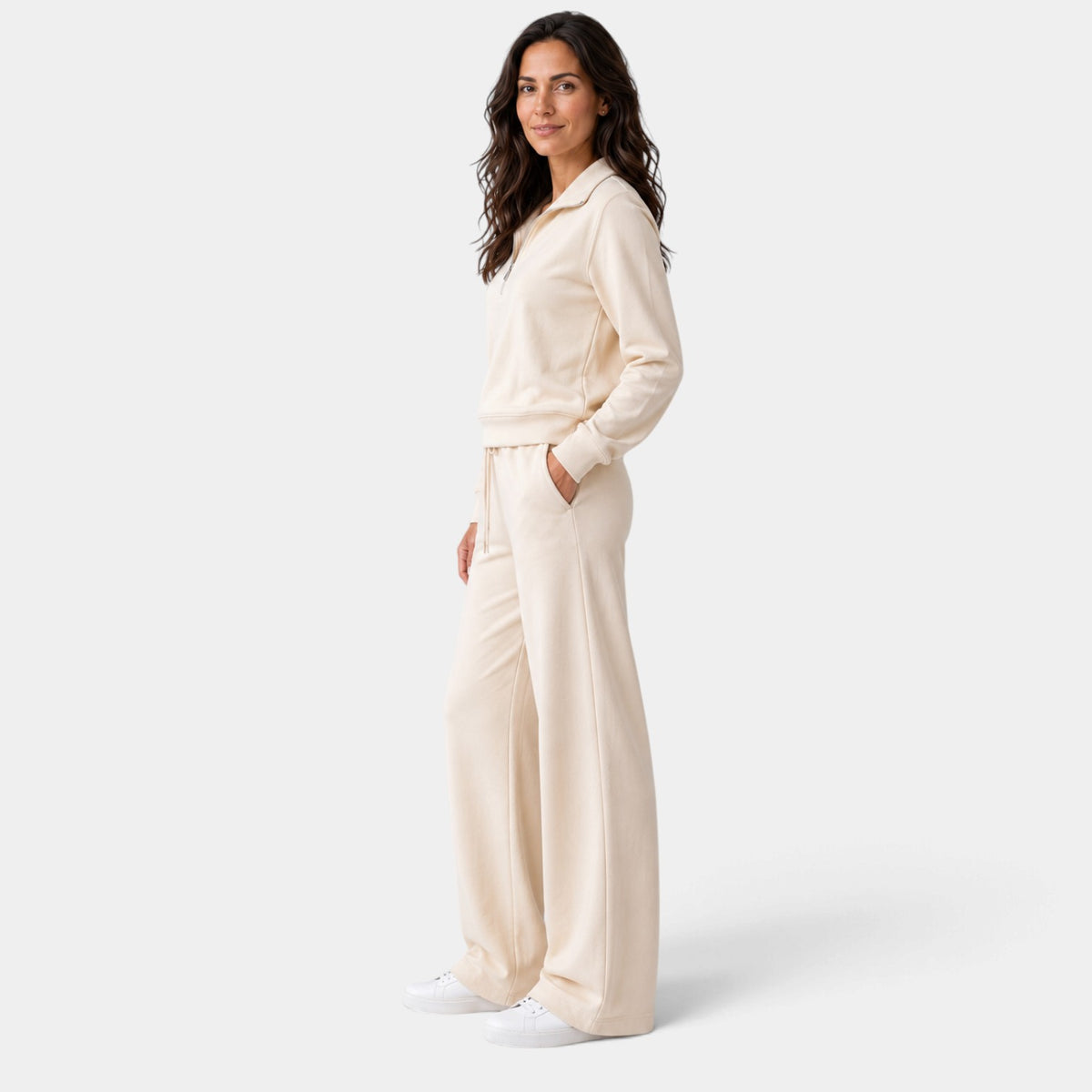 Conjunto Mujer con Media Cremallera y Pantalón Ancho