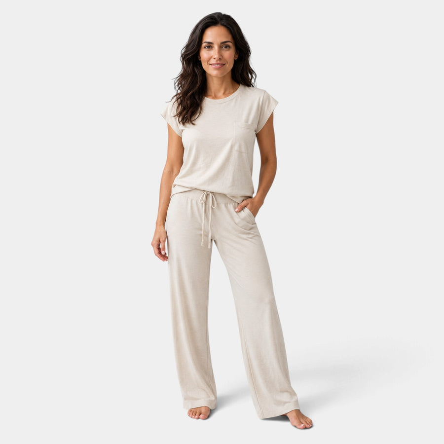 Women's Cap Sleeve Top and Wide-Leg Pants Set