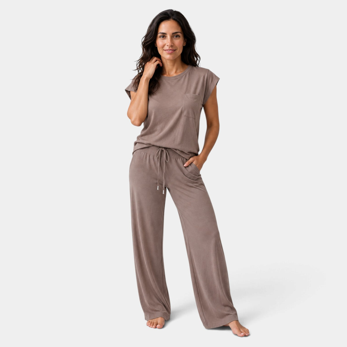 Women's Cap Sleeve Top and Wide-Leg Pants Set
