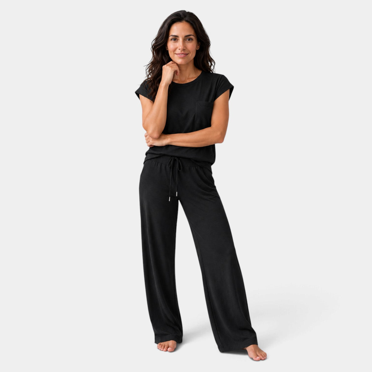 Women's Cap Sleeve Top and Wide-Leg Pants Set