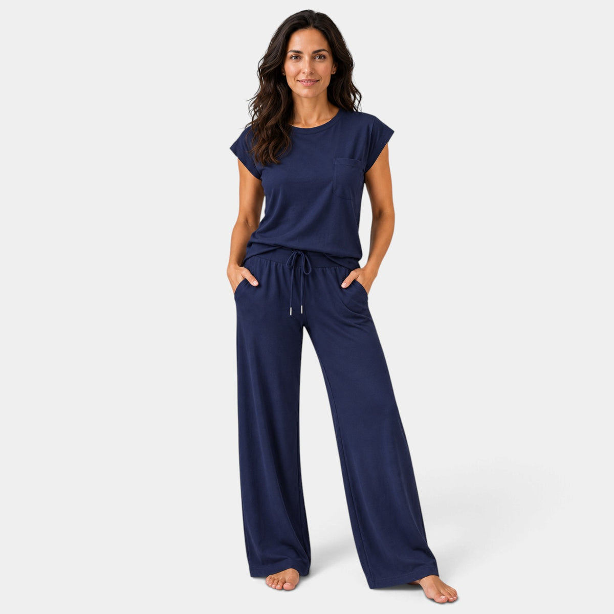 Women's Cap Sleeve Top and Wide-Leg Pants Set