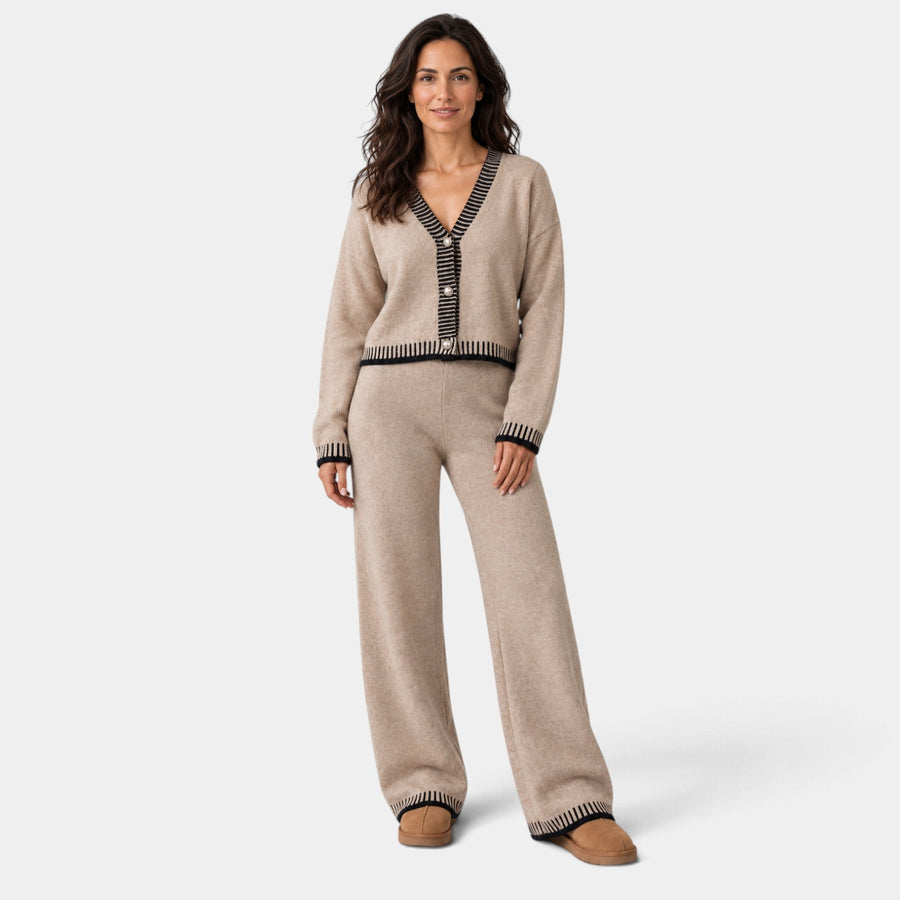 Conjunto Mujer de Punto con Ribete Contraste