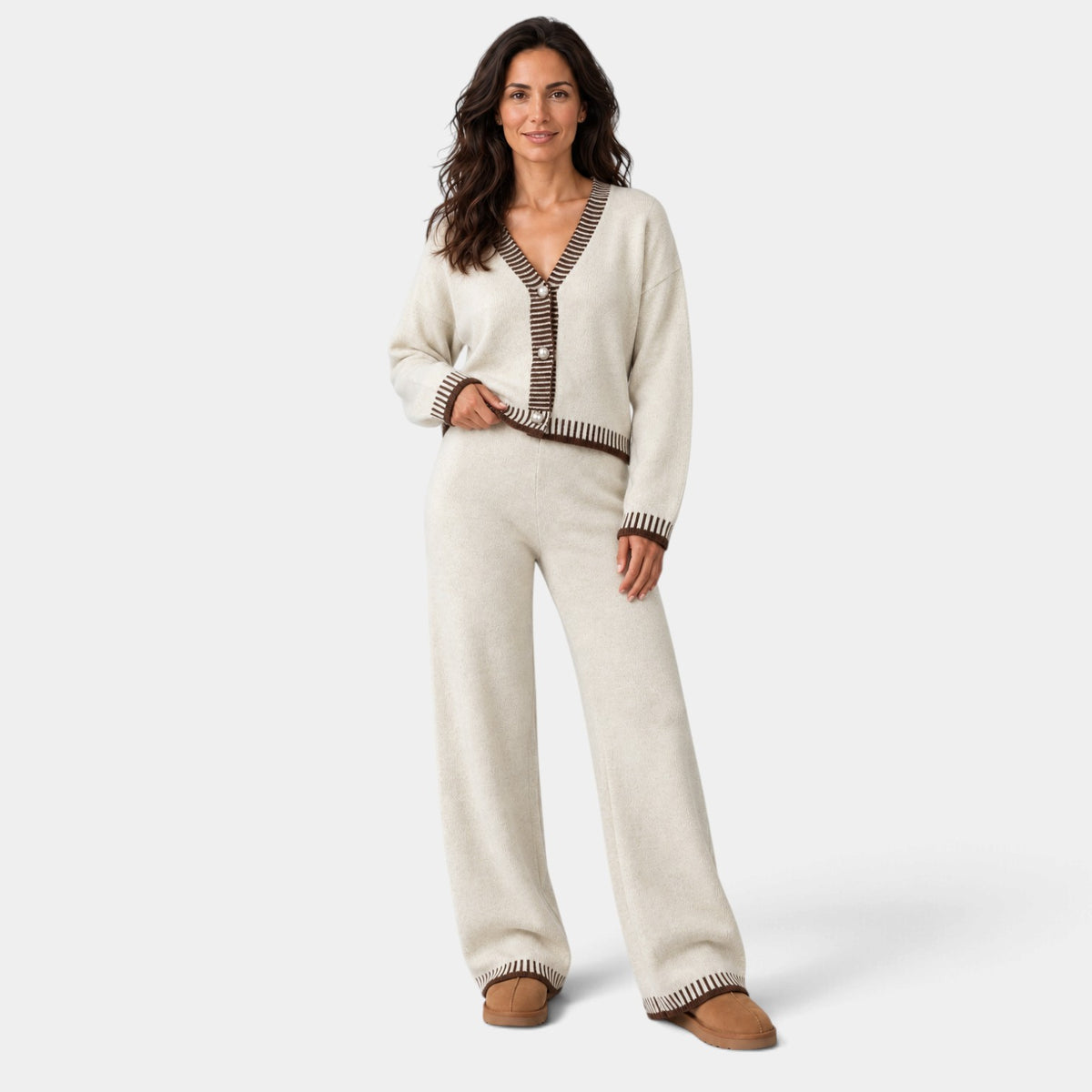 Conjunto Mujer de Punto con Ribete Contraste