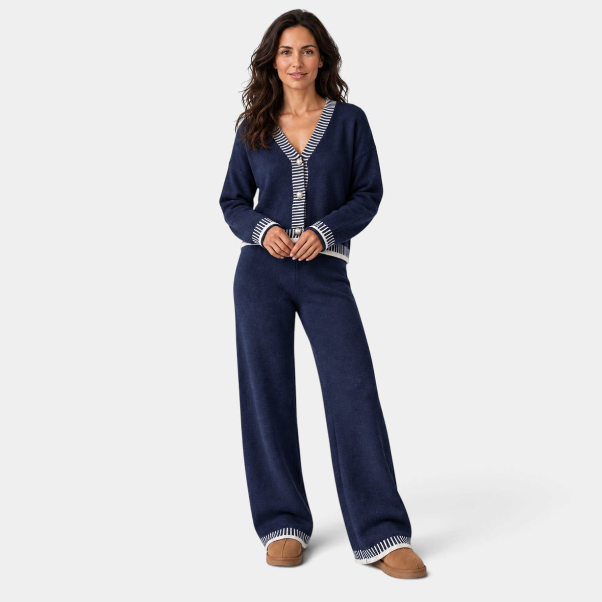 Conjunto Mujer de Punto con Ribete Contraste