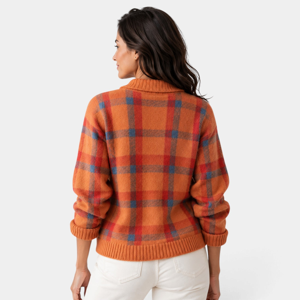 Jersey Mujer de Lana a Cuadros con Botones
