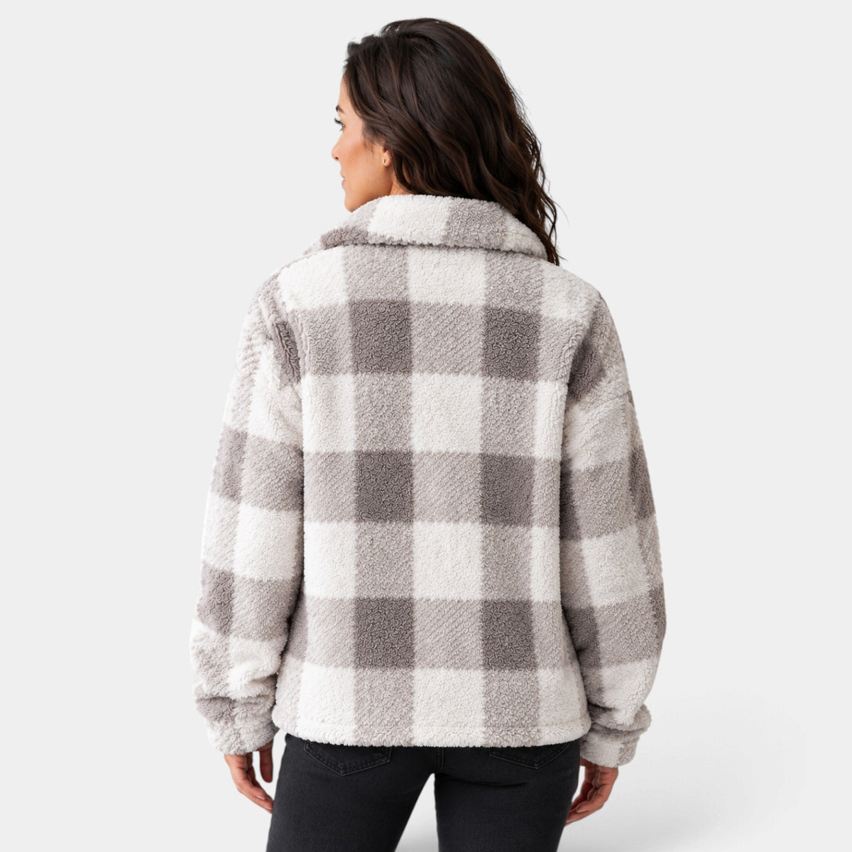 Chaqueta Mujer de Cuadros Afelpada para Otoño e Invierno