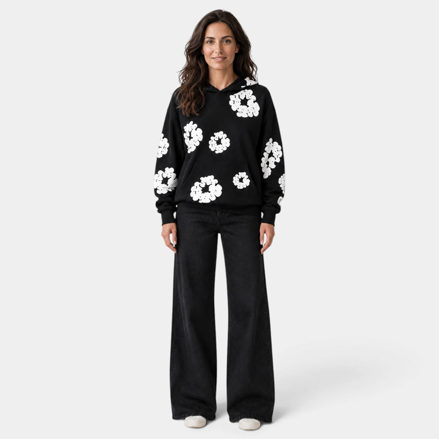 Women's Oversized Floral Print Hoodie