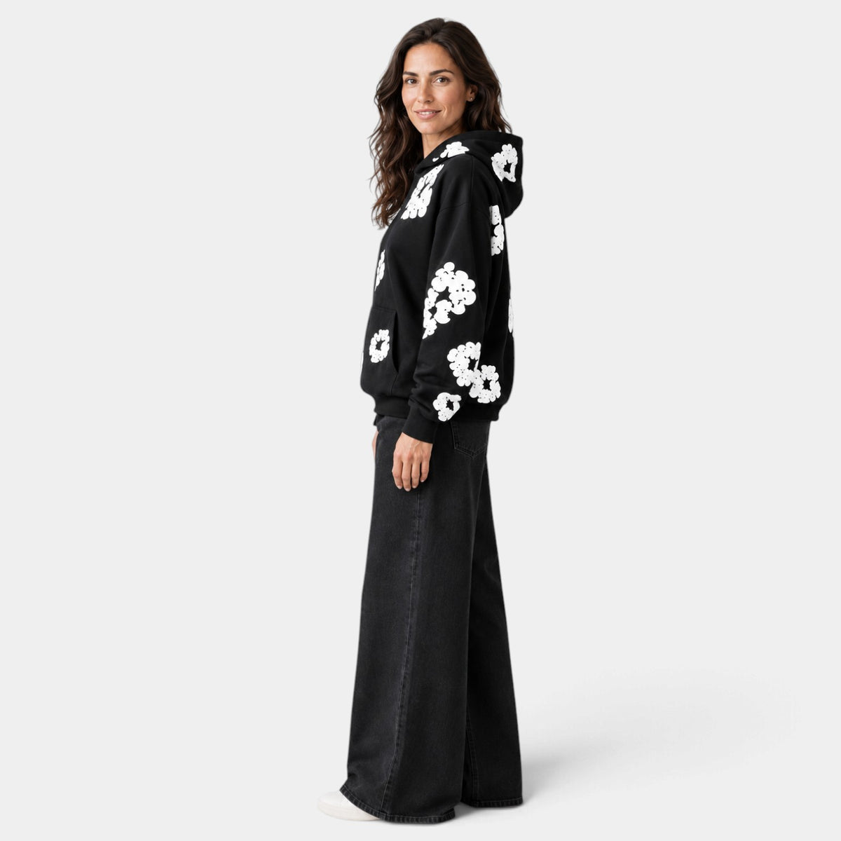Women's Oversized Floral Print Hoodie