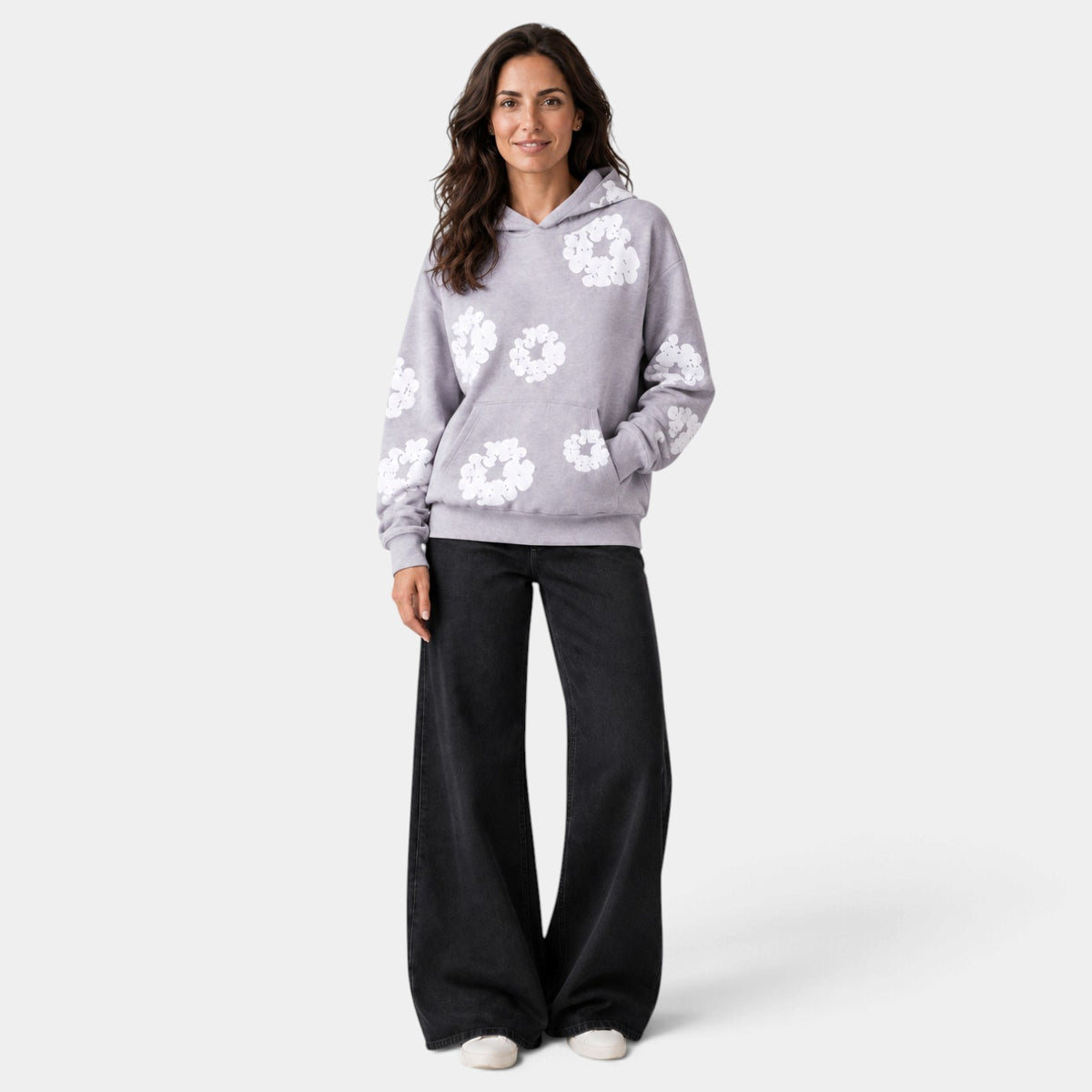 Women's Oversized Floral Print Hoodie