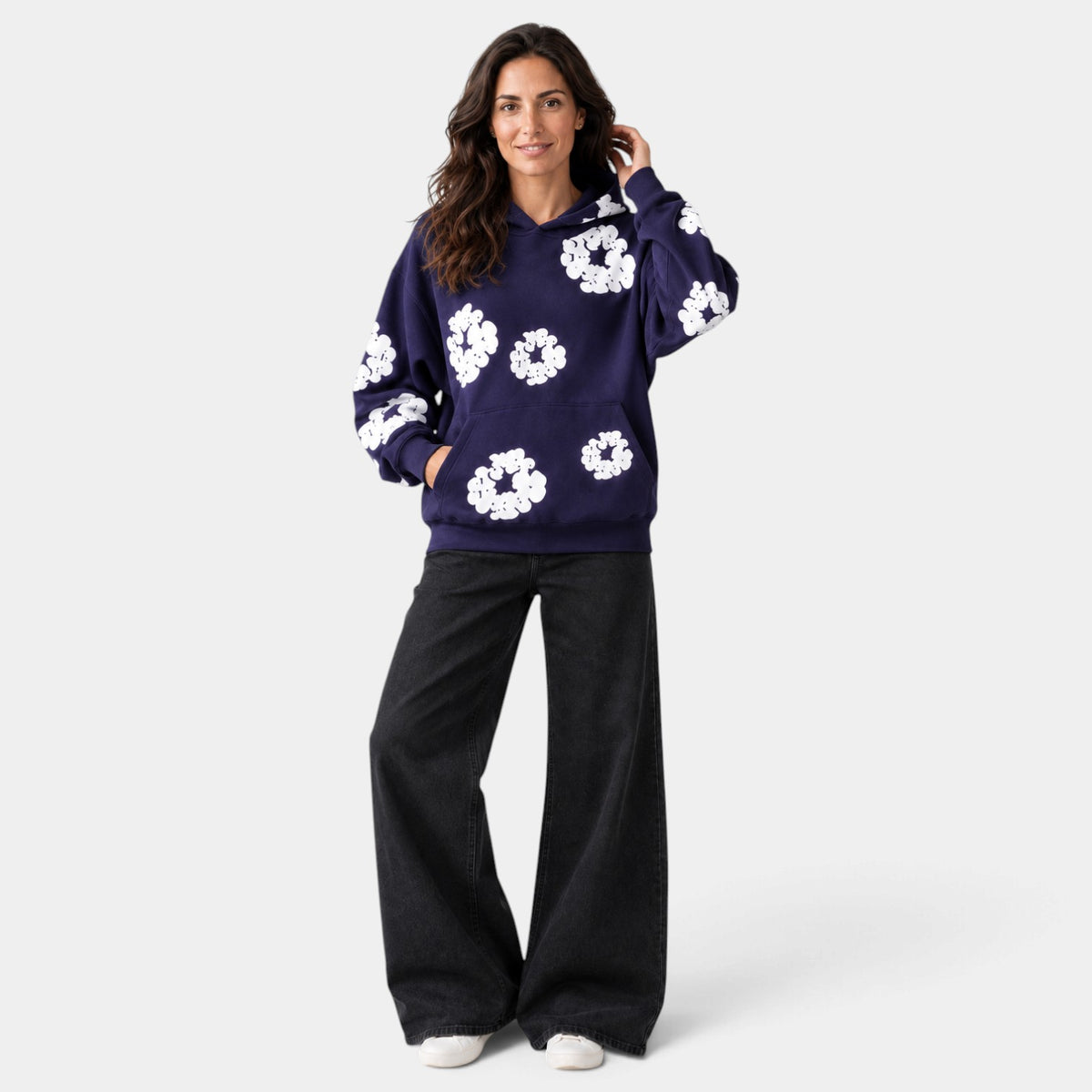 Women's Oversized Floral Print Hoodie