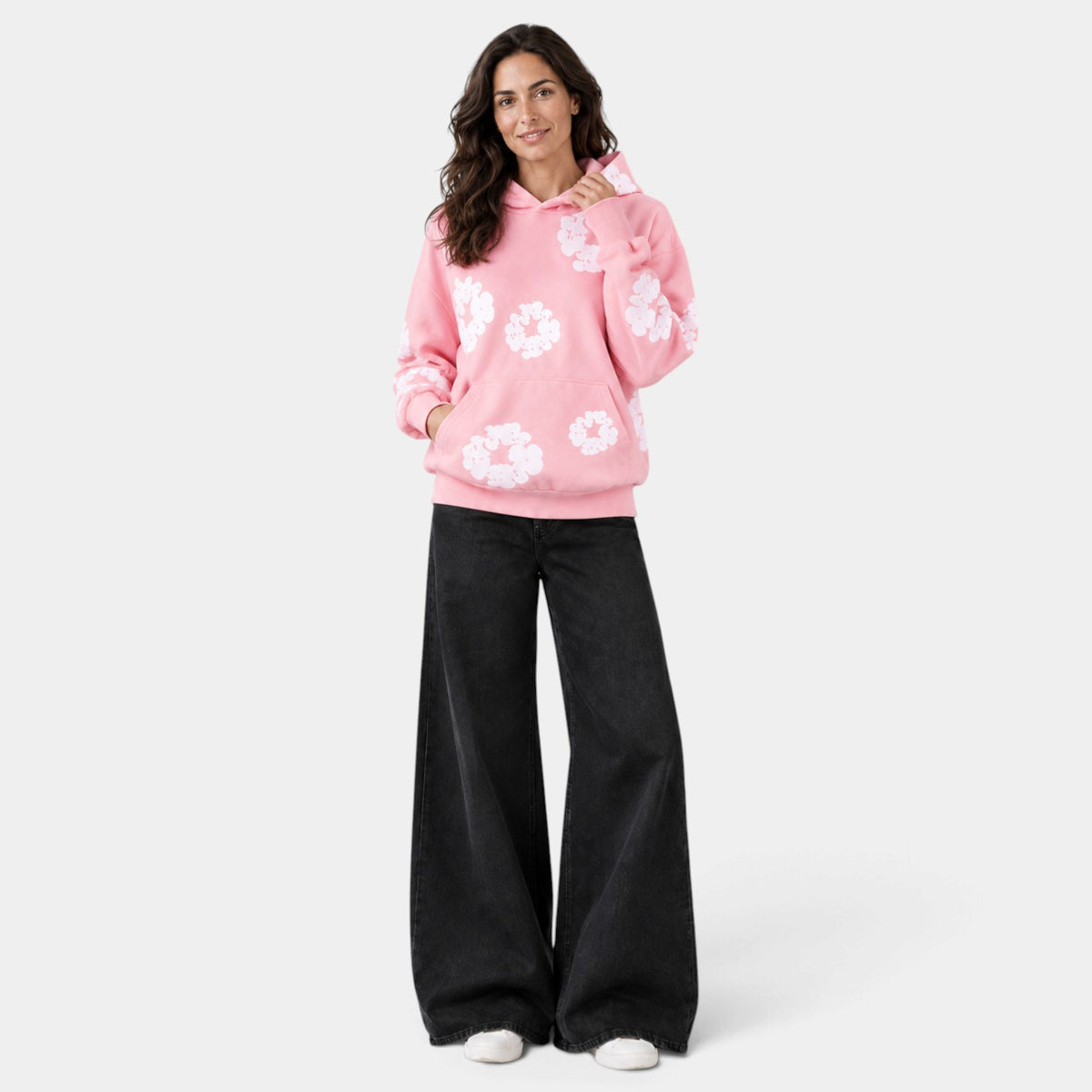 Women's Oversized Floral Print Hoodie
