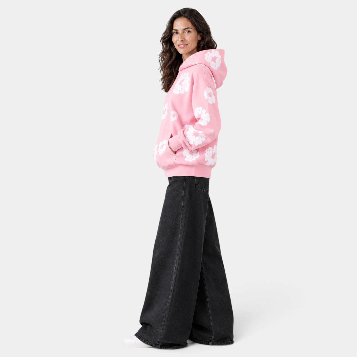 Women's Oversized Floral Print Hoodie