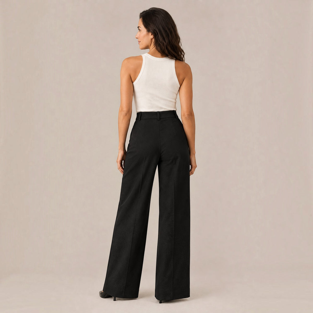 Pantalón Mujer Elegante de Talle Alto Recto Ancho