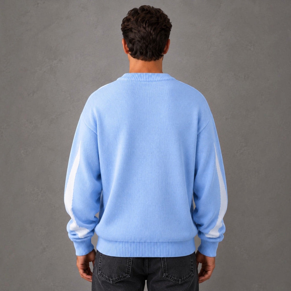 Jersey Hombre Cuello Redondo con Estampado Tejido Streetwear