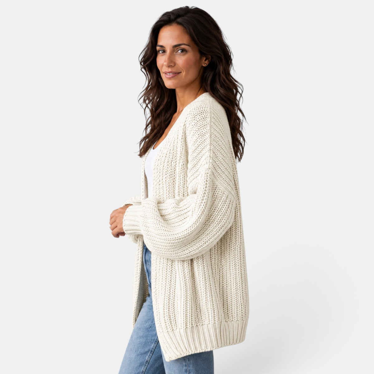 Women's Oversized Knit Cardigan Sweater - Long Sleeve