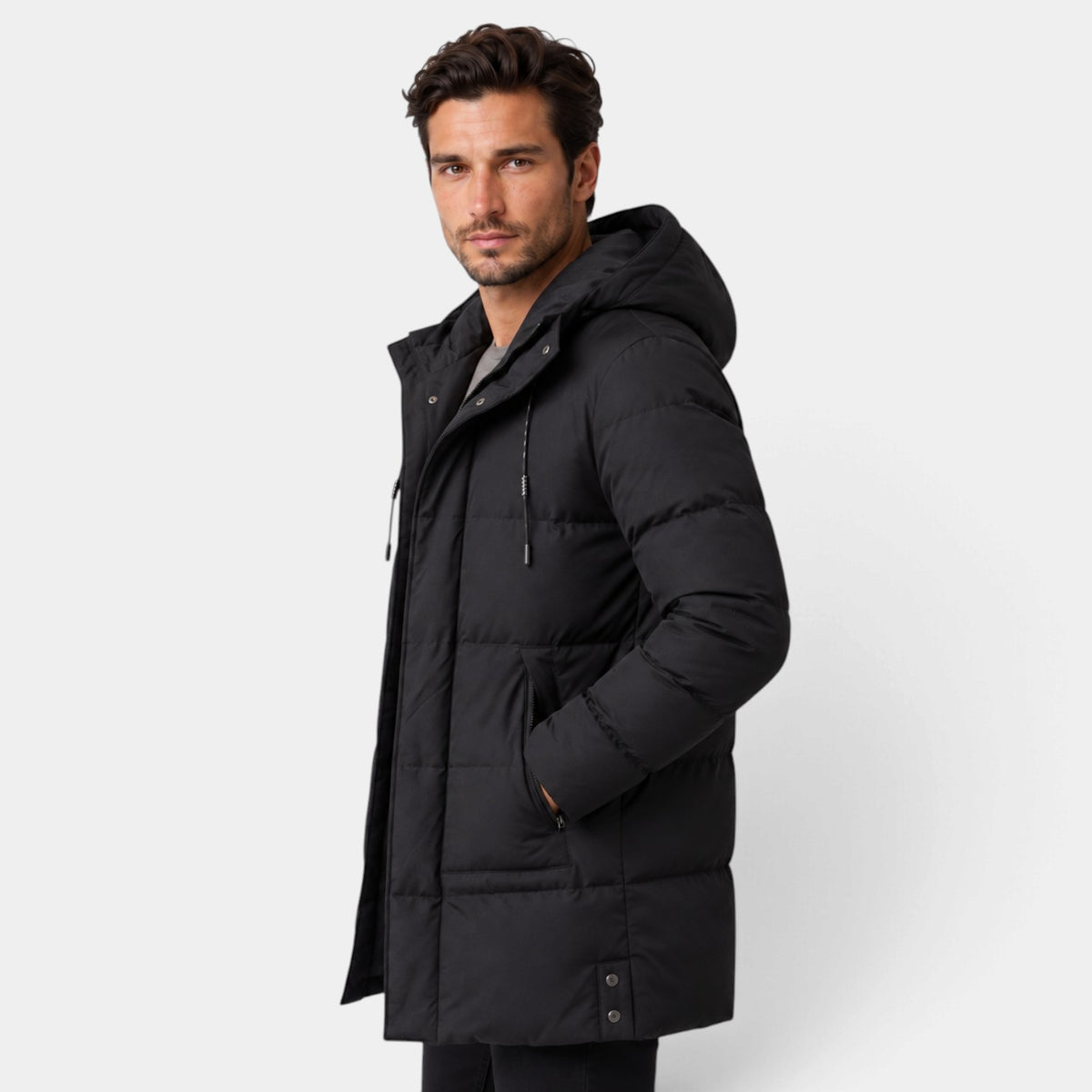 Chaqueta Hombre Invernal Acolchada Gruesa con Capucha