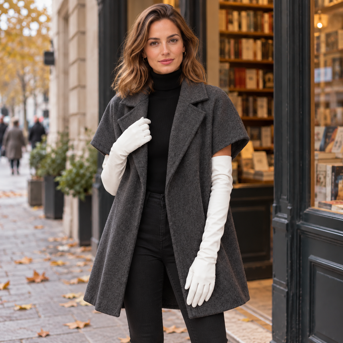 Women's Long Faux Leather Gloves - Touchscreen, 20 Inch Opera Length