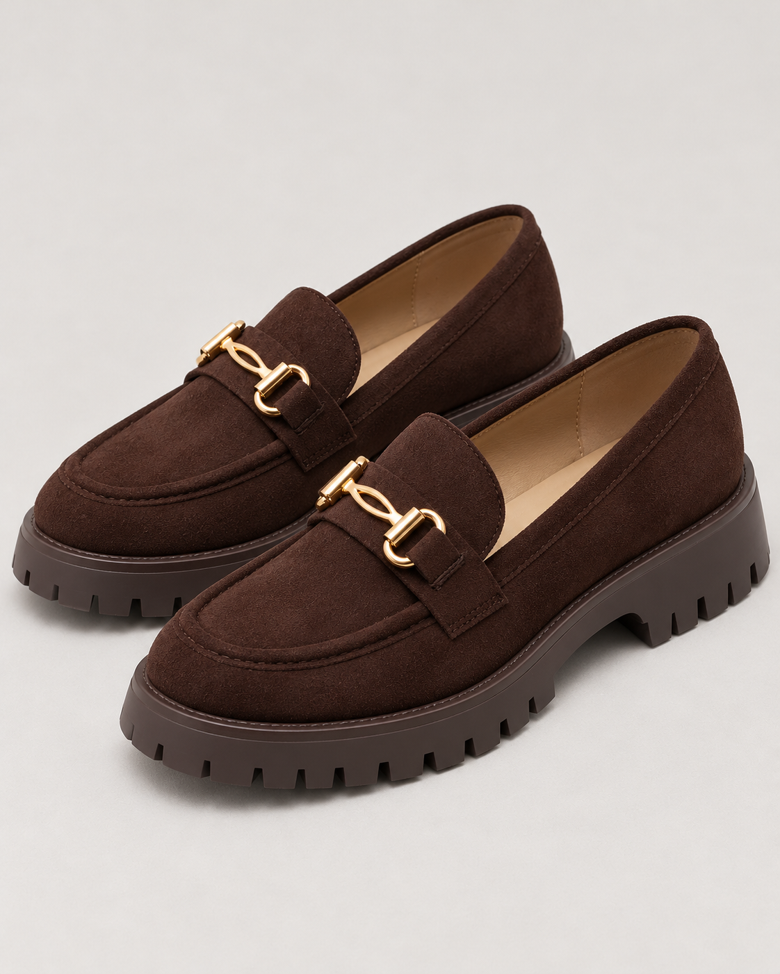 Women's Chunky Sole Loafers - Lug Sole Slip-On Shoes